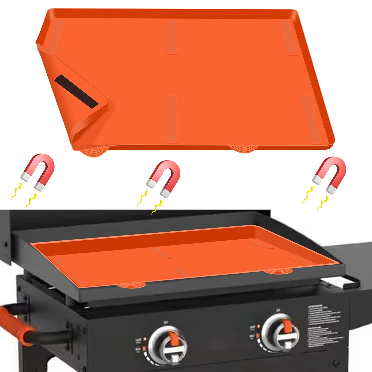 Tapis de cuisson magnétique en silicone pour plancha Blackstone 55,9 cm orange