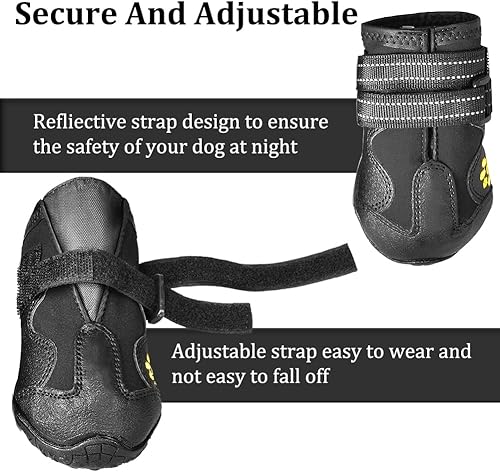 Miniatura 9 de CovertSafe& - Botas para perros antideslizantes, botines impermeables para exteriores, zapatos para perros medianos y grandes 4 unidades, con suela