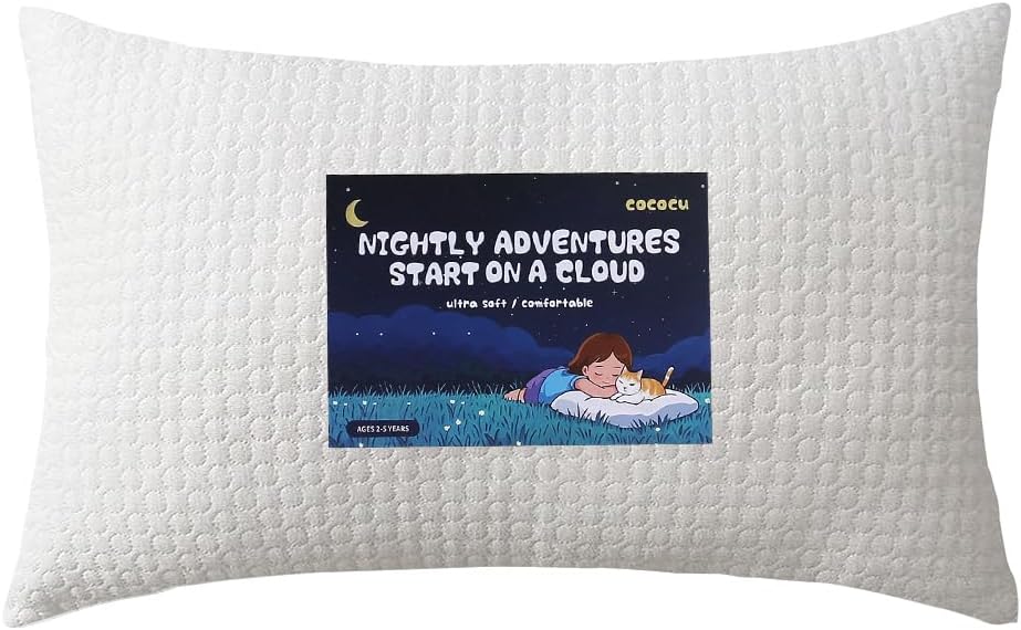 Toddler Pillow for 2-5 Year Olds,Organic Cotton Toddler Crib Pillow with Washable Cover,13x18 Inch White Pillow for Toddler Bed - Image 2