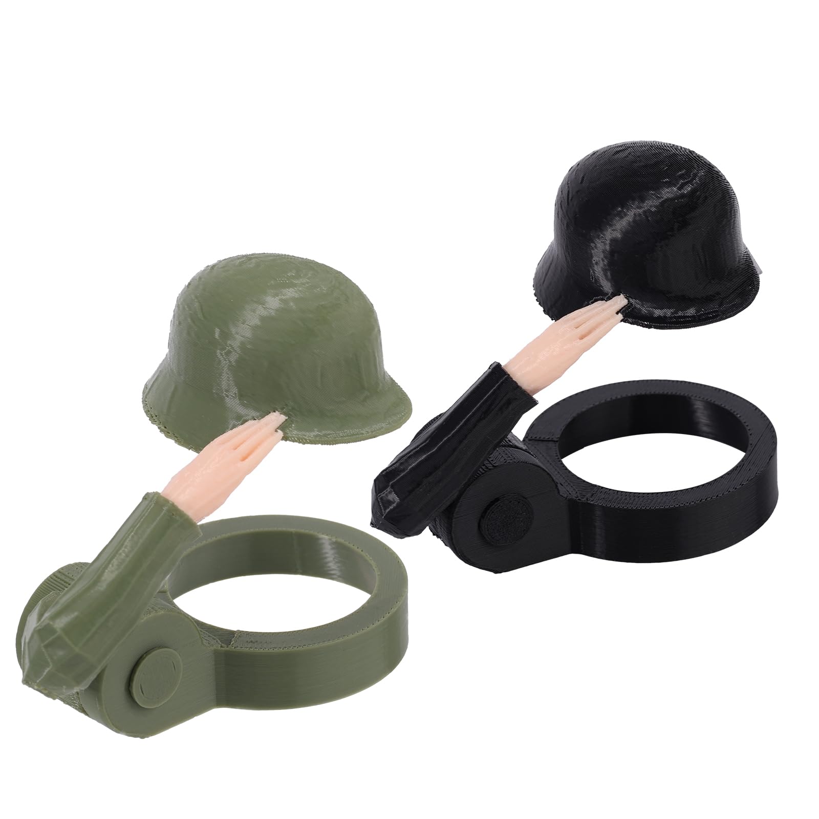Lyreh 2pcs Soldier Salute Beer Bottle Helmet, Beer Bottle Cap Reusable Funny Wine Stoppers for Wine Party BBQ Bar Decoration Drinking Accessory (2 Colors)