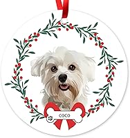 Vista 13 de Adorno personalizado de Border Collie para árbol de Navidad, regalos personalizados con nombre de mascota para amantes de los perros, decoración