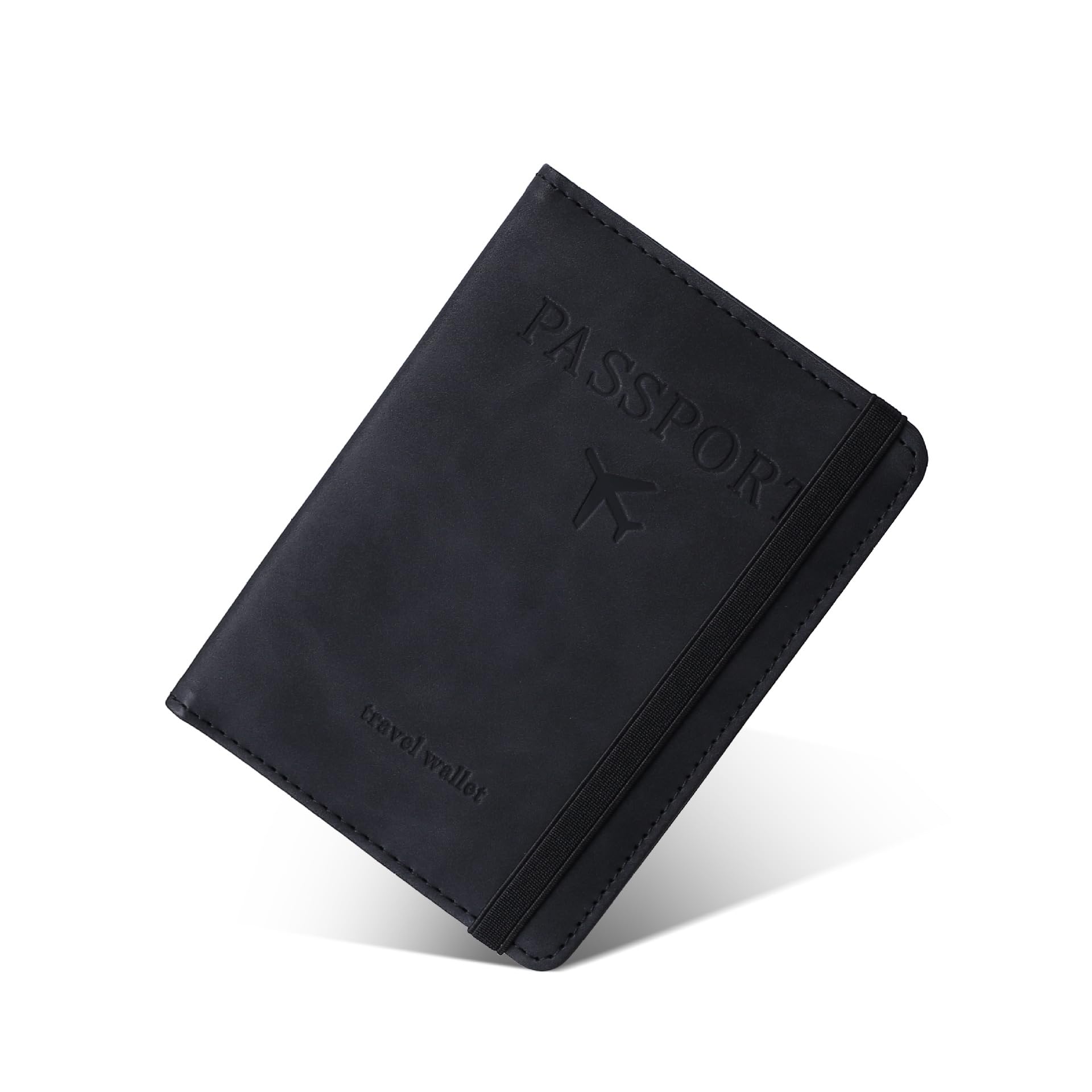Funda Pasaporte Cartera de Cuero Informal for Hombre y Mujer, Fundas for Pasaporte, Monedero Vintage, Bolsa Cambio Almacenamiento for(Black)
