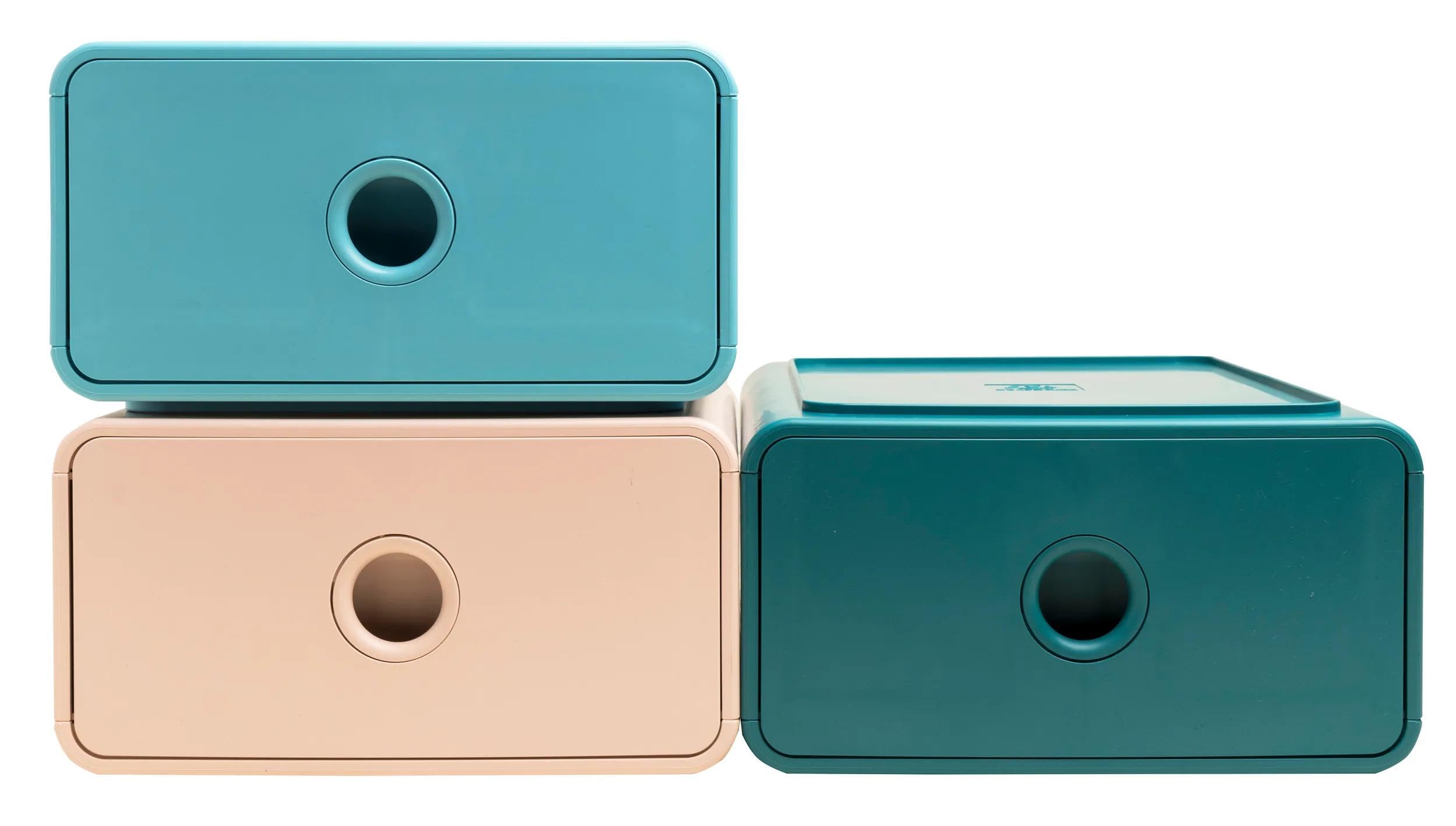 Exacompta - Réf. 315406D - 1 Module de classement Tiny Box 1 tiroir Skandi superposable - Dimensions extérieures : Profondeur 19 x largeur 26,5 x Hauteur 10 cm - Couleurs alatoires
