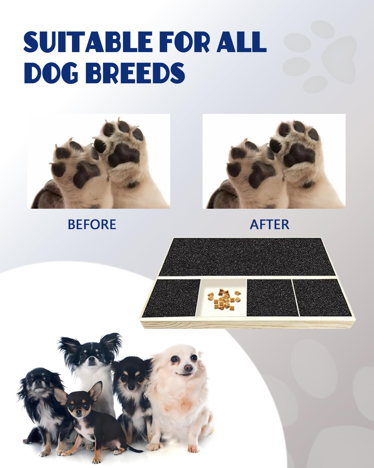 Almohadilla para rascar uñas de perro con caja de golosinas y cortaúñas para mascotas, almohadilla portátil duradera para limar los arañazos de los perros, tabla de madera para rascar uñas