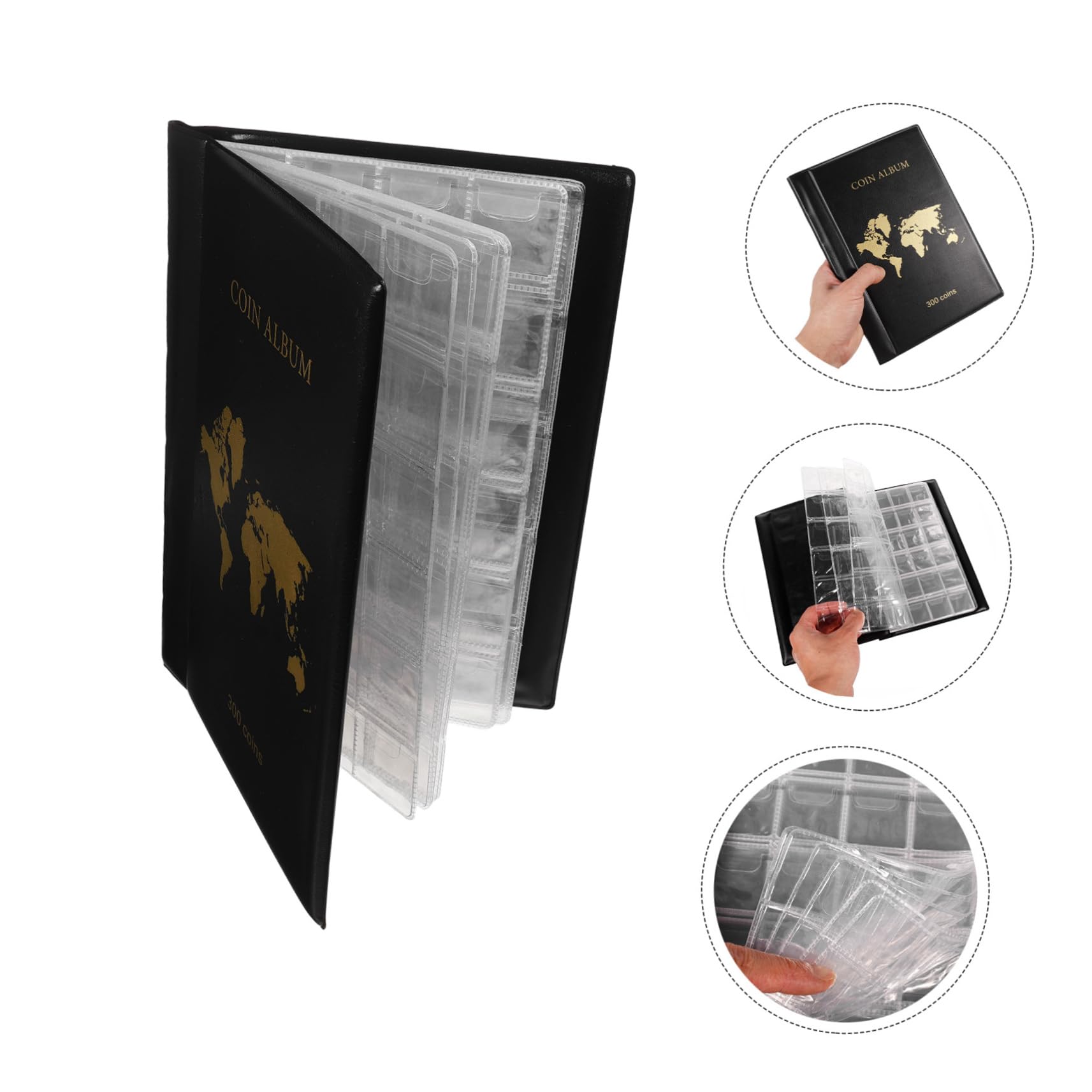 Milisten Münzalbum für Sammler mit 300 Fächern für Münzen und Banknoten aus PVC und Pu zur Sicheren Aufbewahrung und Langfristigen Erhaltung