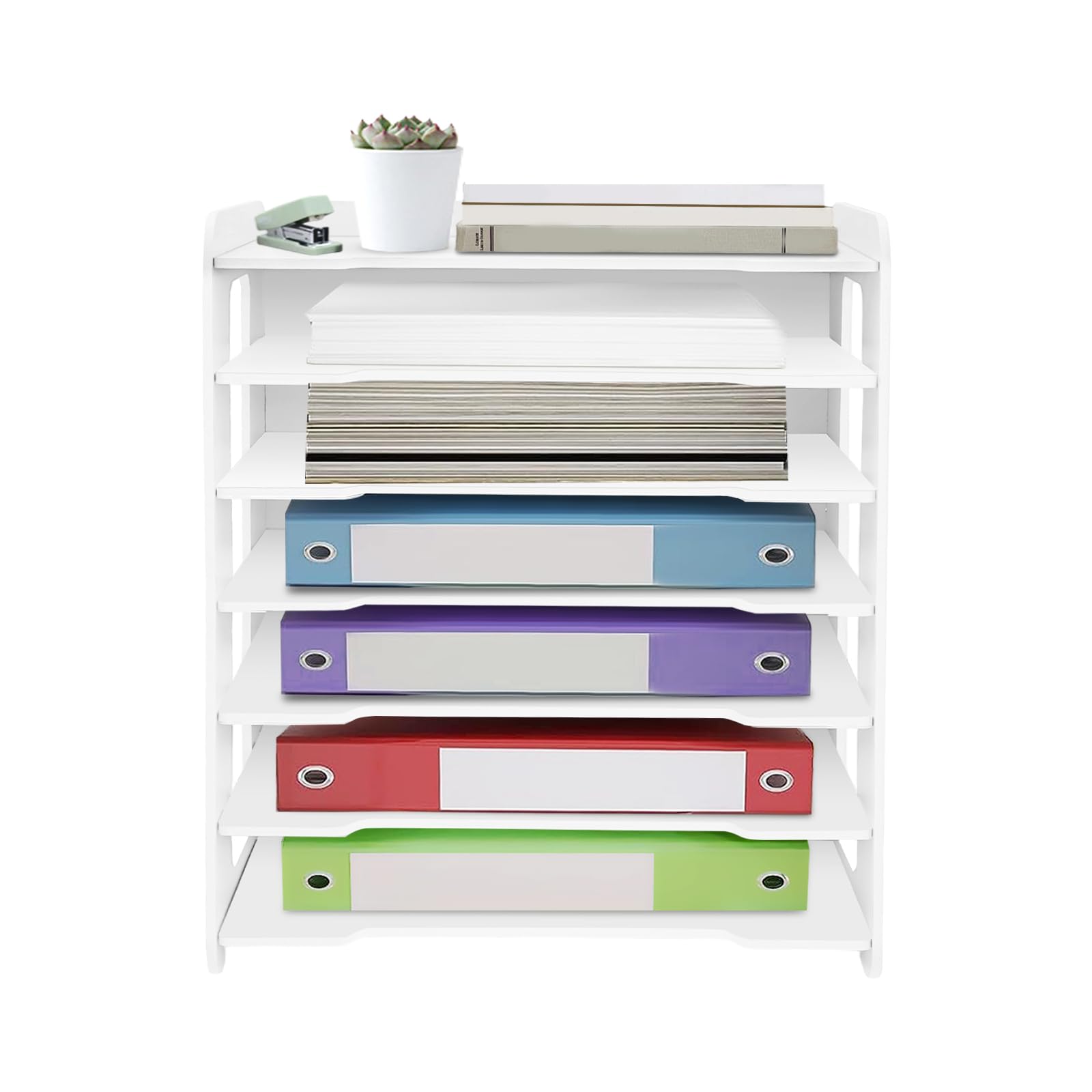 7-Tier Schreibtisch-Organizer, Holz Office Home Desktop Briefablage Dokumentenhalter, A4-Papierablage für Zuhause, Büro, Schule