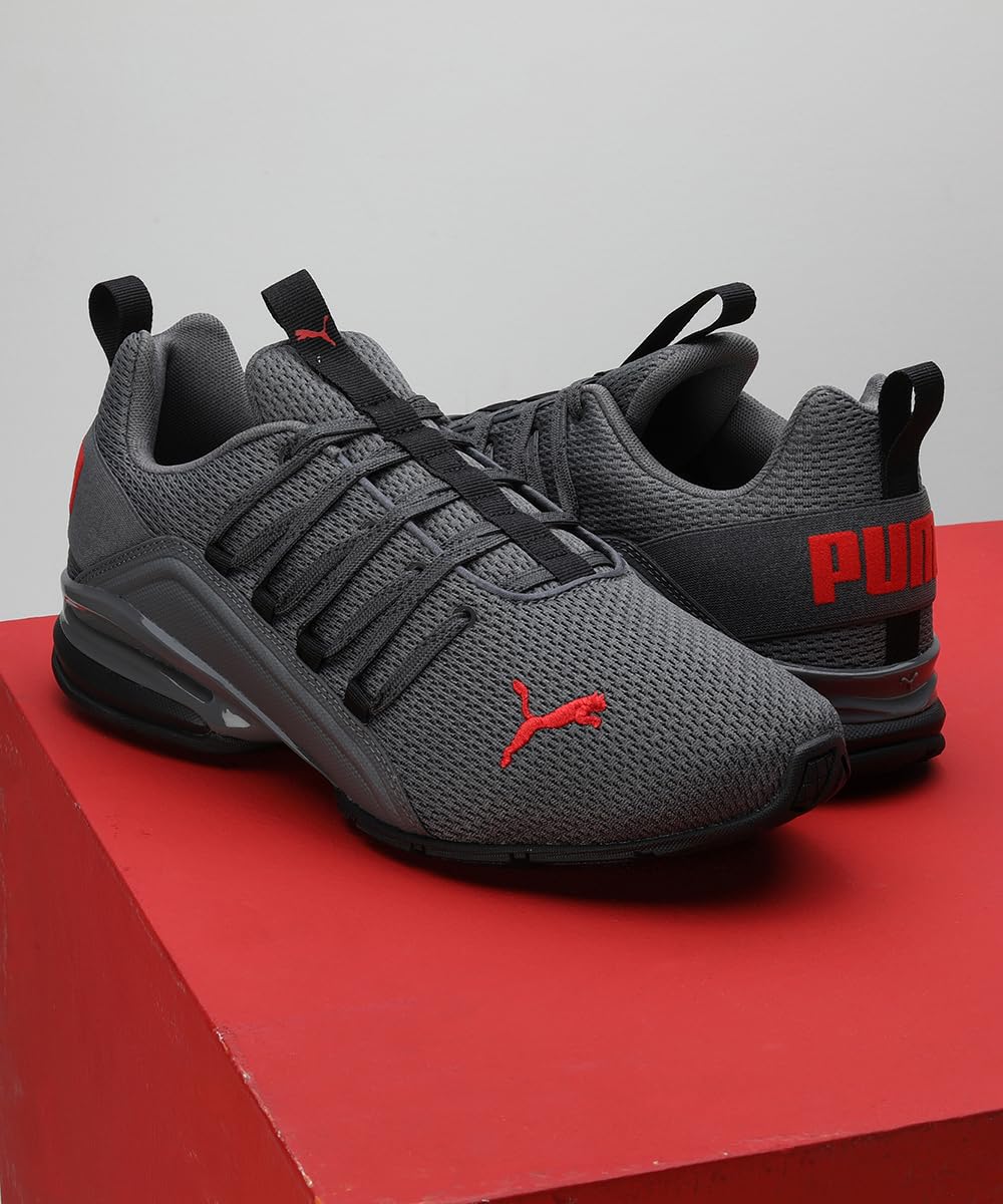 PUMA Herren Axelion Refresh Laufschuhe 44.5, Black Cool Dark Gray Red