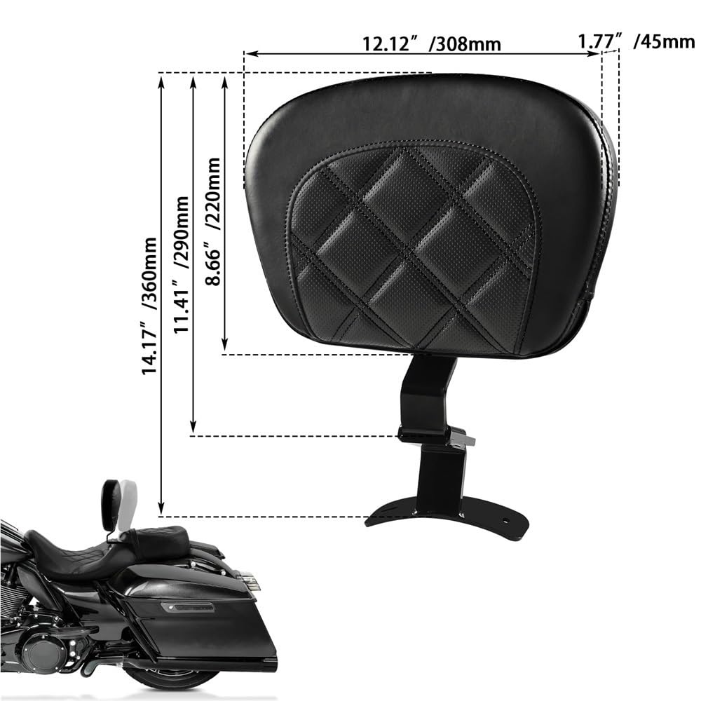 Pilota Regolabile Kit Di Montaggio Per Schienale Conducente | Kit Di Montaggio Per Schienale Conducente Anteriore Per Touring Per CVO Per Street Glide Per Road King Per Cuciture Rosse