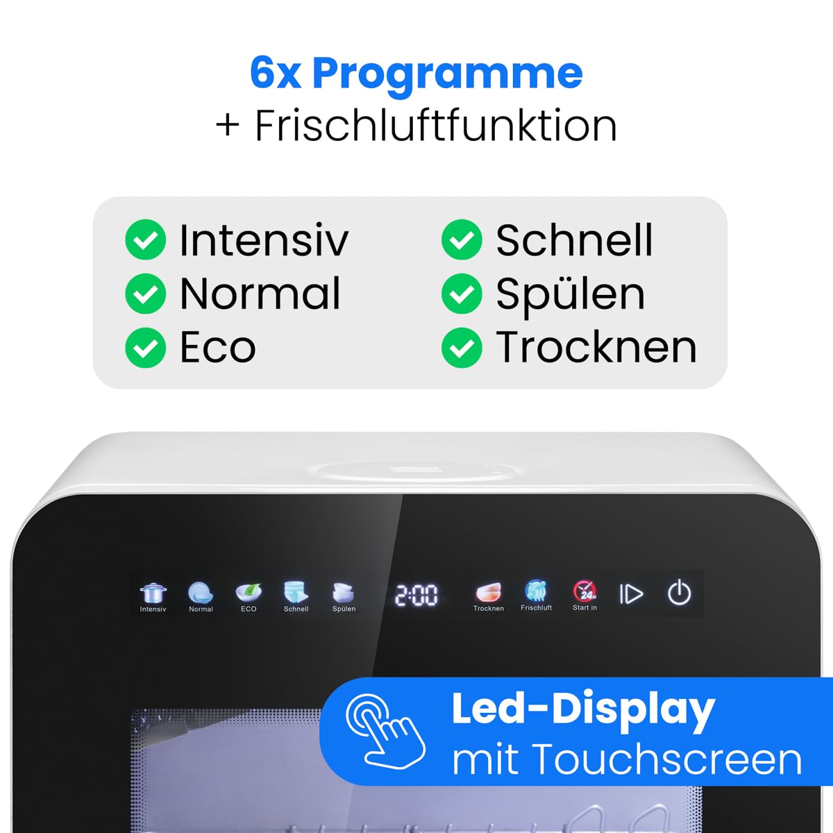 Bomann TSG 5702 Tischgeschirrspüler Mini Spülmaschine 6 Programme 3 Maßgedecke Energieklasse C
