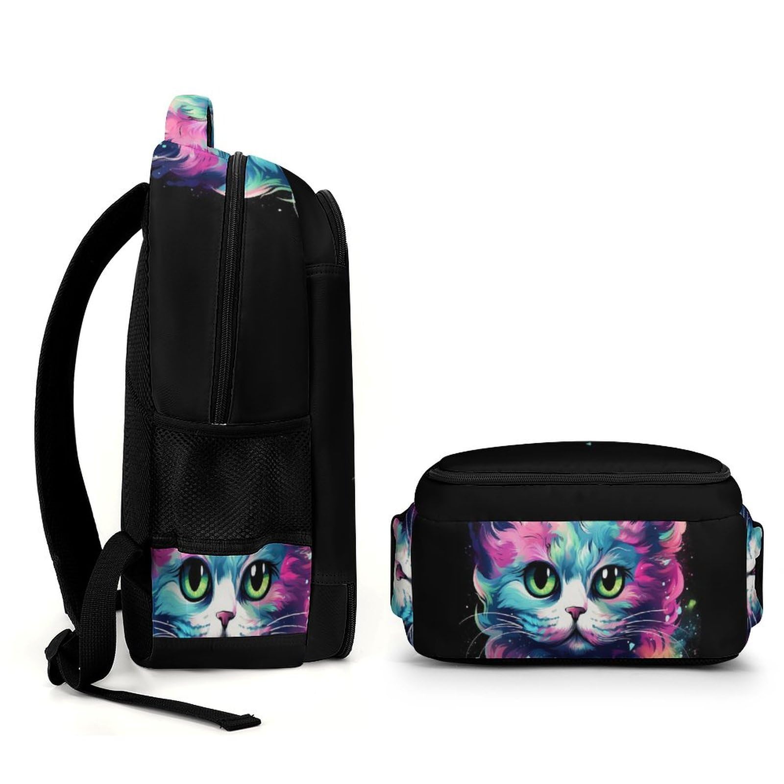Gato Colorido Mochila Para El Colegio Estudiantes Infantil Mochila Escolar Personalizada Para Estudiantes De Secundaria, Impermeable Y Resistente Al Desgaste.