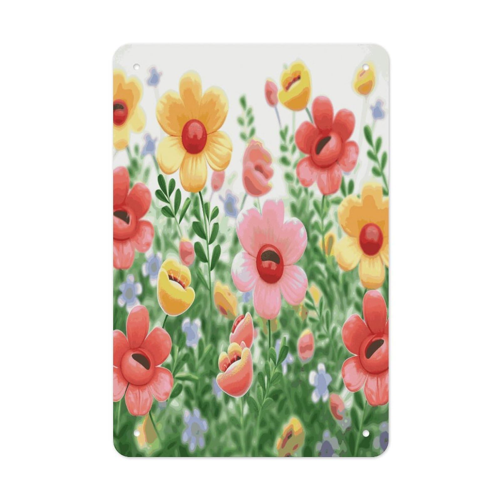Happy Flower Metal Tin Sign Wall Decor Hanging Plaque