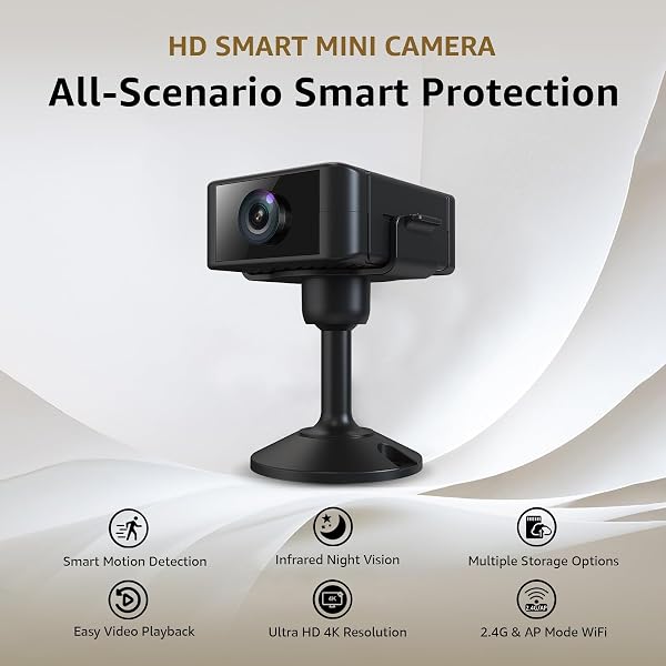 Hidden Camera 4K Ultra HD, Mini WiFi Indoor Camera & Spy Camera with Night Vision, Motion Detection & Real-Time App Alerts, SD Card & Cloud Storage, Battery Powered Security Camera for Home & Office - 2