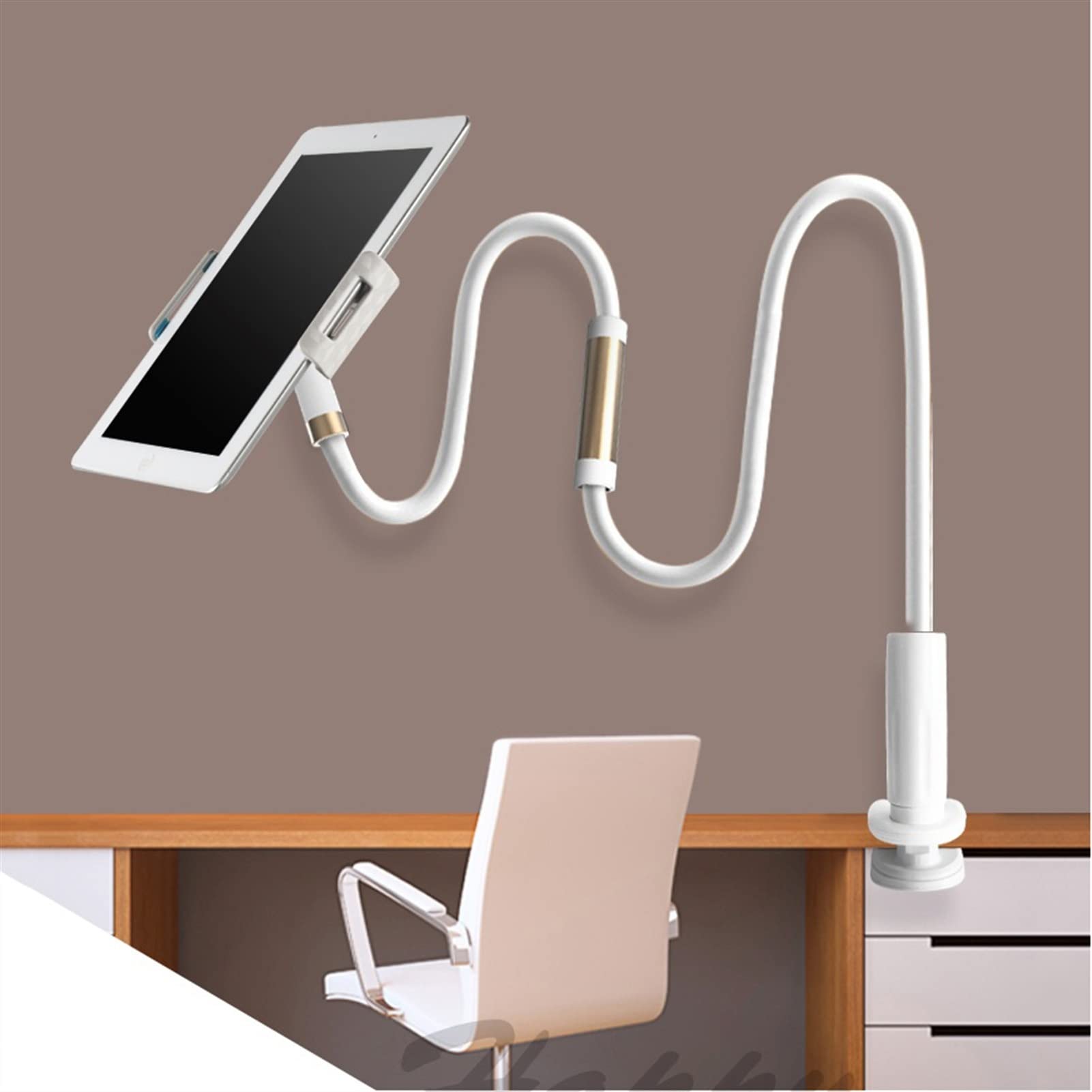 Soporte Tablet Soporte de tableta perezoso flexible, soporte de tableta de clip de brazo de cuello de cisne, soporte de tableta de mesa de cama ajustable for teléfonos y tabletas de 4.0-10.6 pulgadas