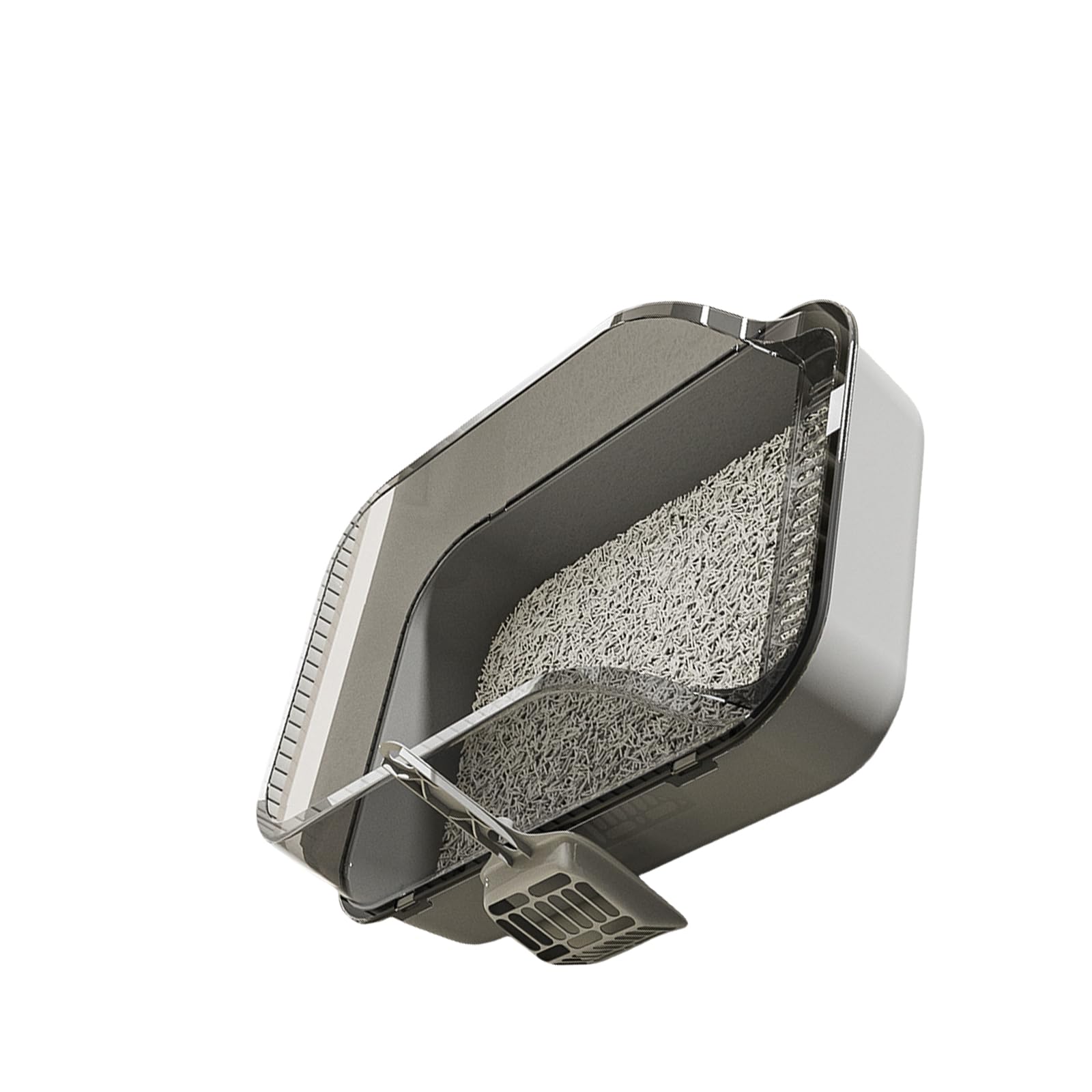 Semi-Closed Litter Box High Sides Splash Guard Thickened Odor Control Easy-Clean Large Pet Bathroom Cats Litter Tray