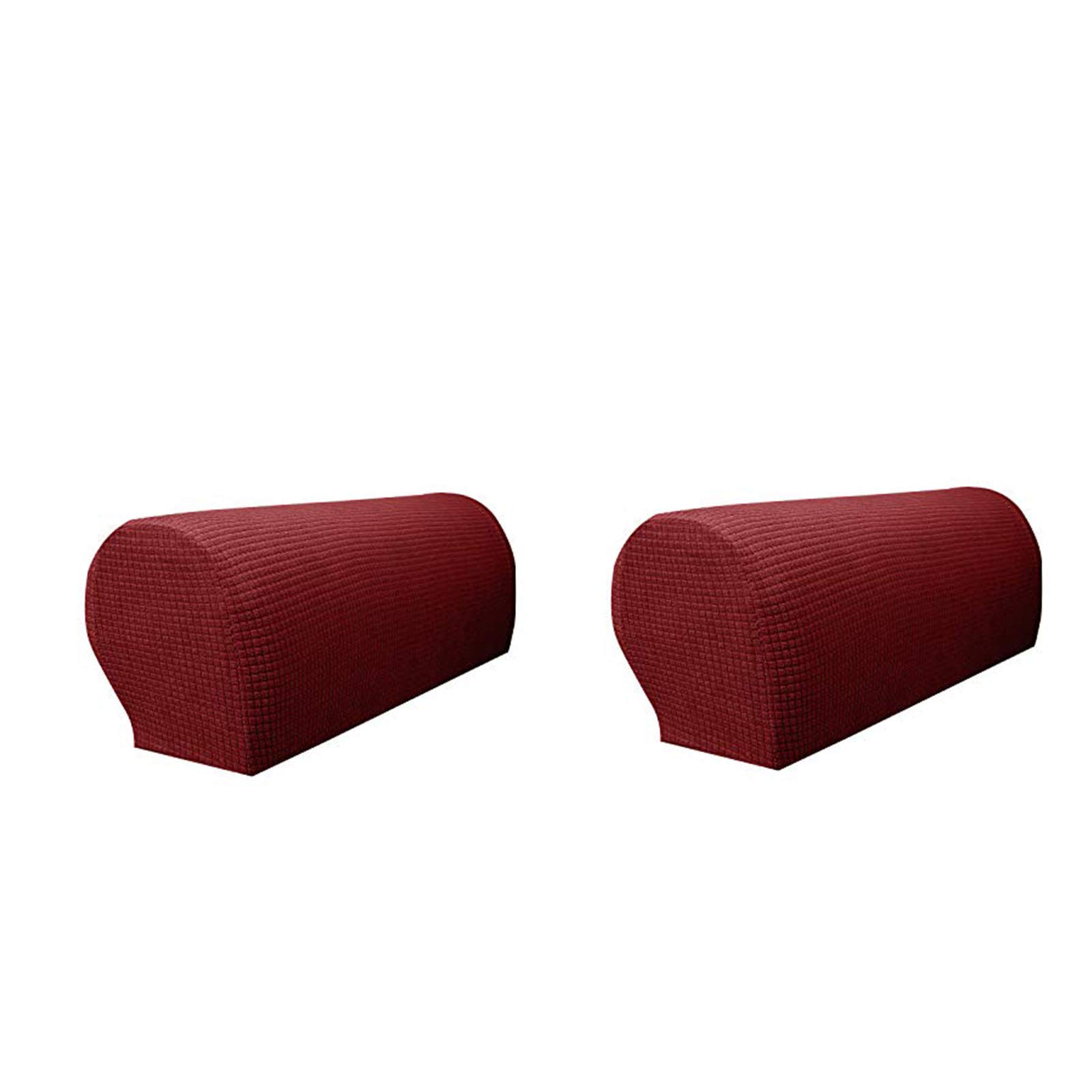 Jlmmss Wine Red(A Pair) Pack Of 2, Stretch Spandex Waterproof Armrest Cover Anti-Slip Sofa Couch Handrail Gloves Slipcover Stretchy Armrest Cover Armchairs Sofa Arm Covers Furniture Arm Protector (Wine Red(A Pair))
