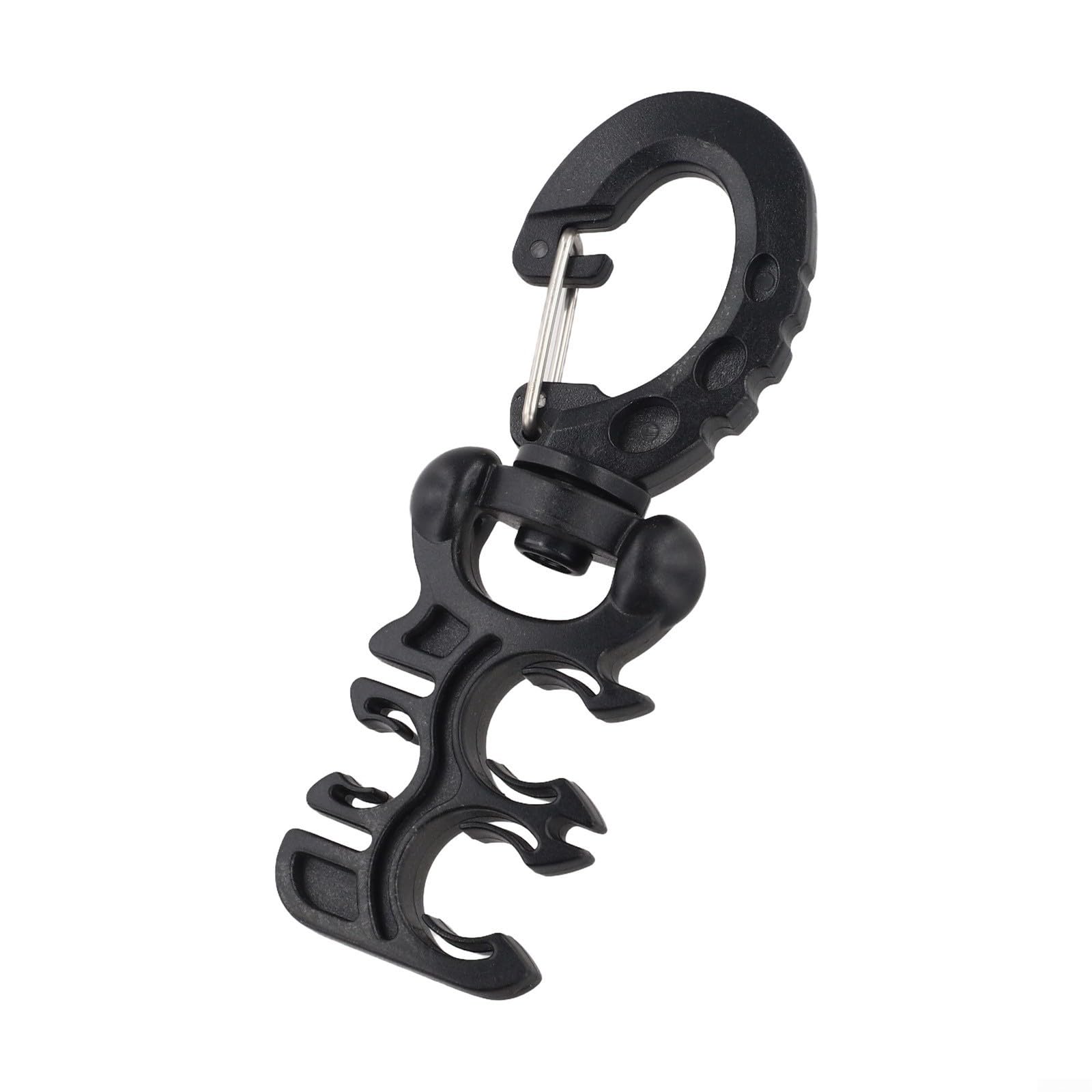 QuivyLivy Scuba Hose Holder Clip, Second Stage Regulator Bracket, Shoulder Strap Organizer, 3 Hole Quick Release Buckle, Diving Gauge And Snorkel Clip, (black)