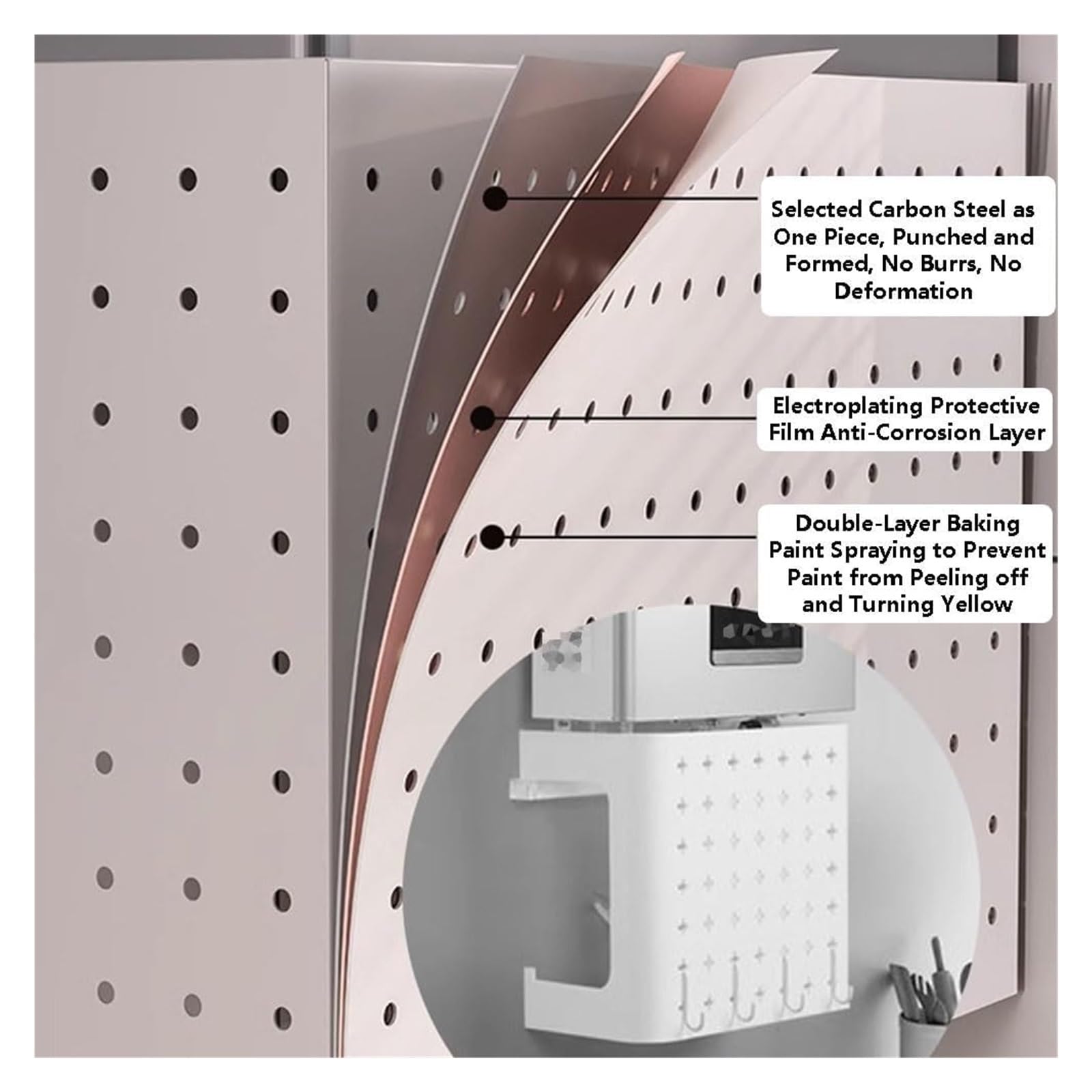 Muro Panel Perforado Para Herramientas Kit Organizador De Tablero Perforado, Protector Contra Salpicaduras De Cocina Con Accesorios, Estante De Almacenamiento For Montaje En Pared, Tablero Con Orifici