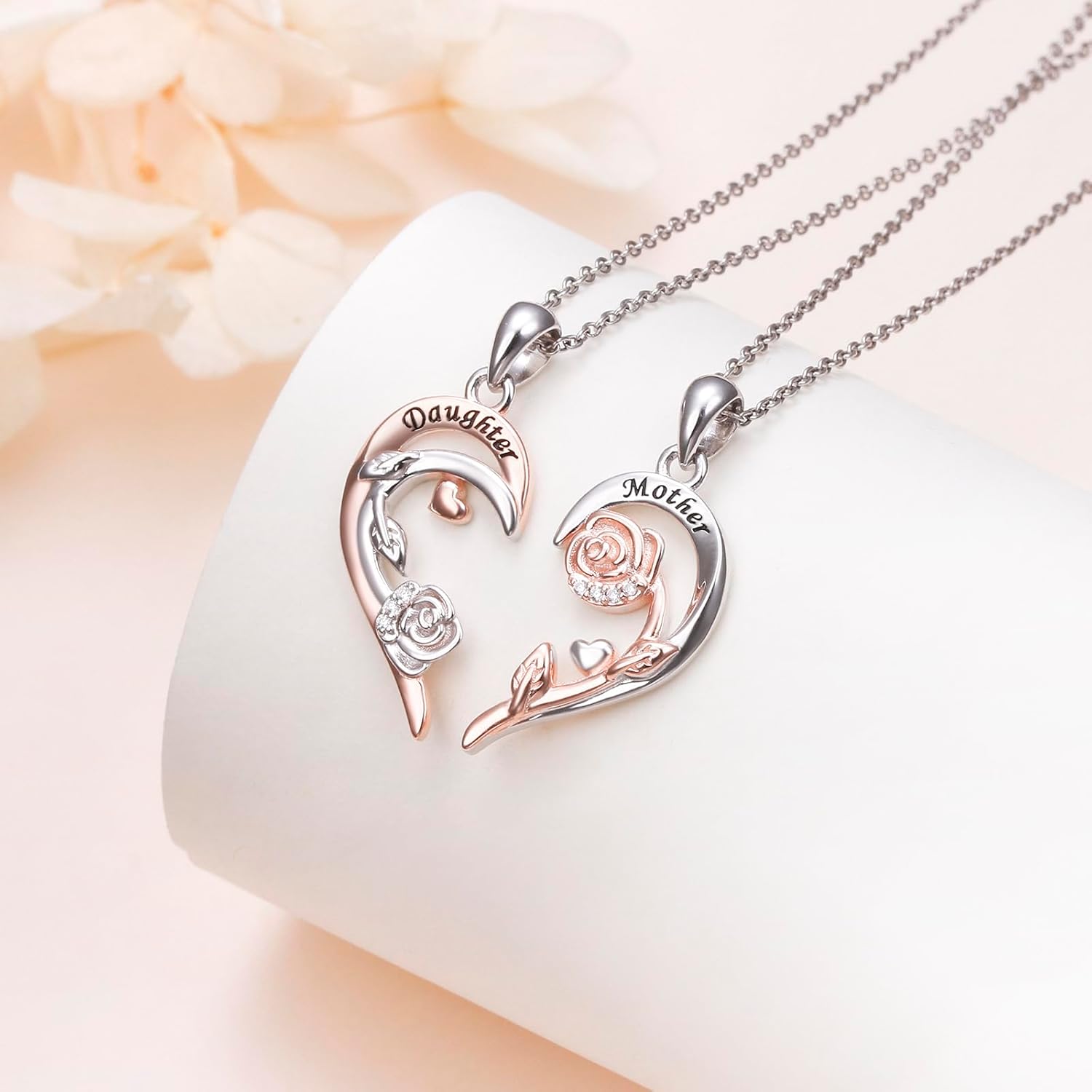HOOHWE 925 Sterling Silver Matching Heart Necklaces for 2 Mother Daughter Sisters Best Friends Jewelry Gifts - Image 3