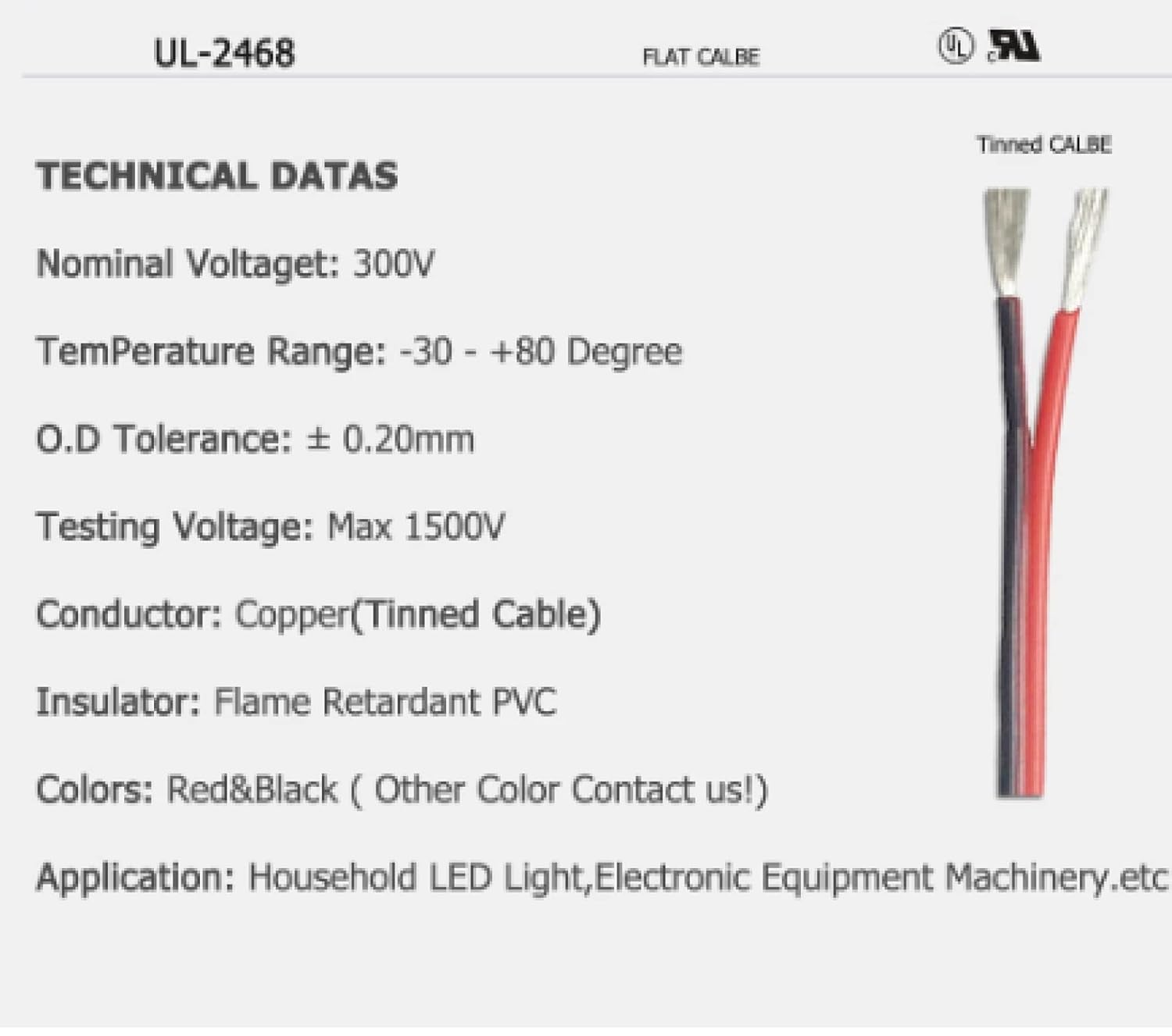 24AWG 26AWG 2pin Tinned Copper Red Black 300V PVC Insulated Electronic Wire LED Strips Extend Cables 24 AWG 50meter