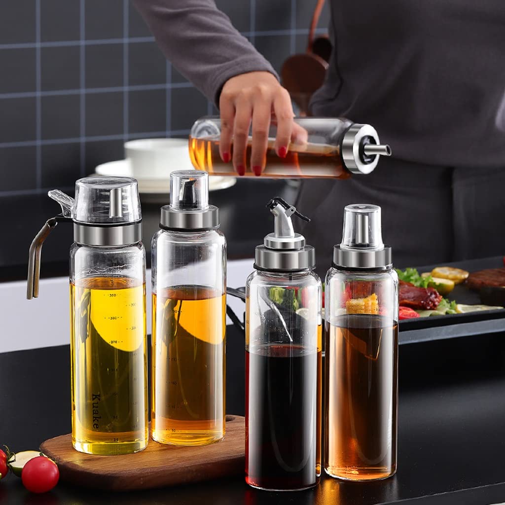 WDX Ölflasche Glas auslaufsicher Öltopf Haushalt Öl Tank Gewürz Soja Sauce Flasche Essig Topf Sesamöl Flasche Küche Zubehör sortieren (Größe: 500 ml x 2)