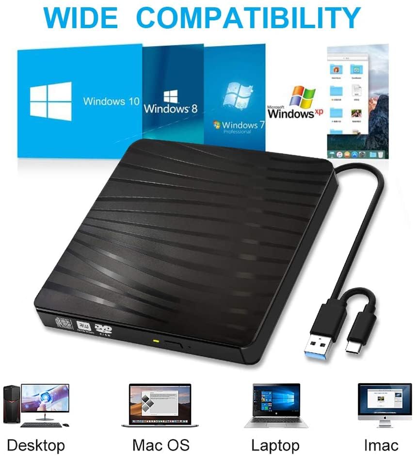 USB 3.0 Lectora CD DVD externa portátil negra miniatura 4