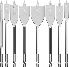 Labmilon 8 Pezzi Punte Trapano a Tazza per Legno con Attacco Esagonale di 1/4", Punte per Trapano Piatte per Legno, Punta da Trapano a Vanga per la Lavorazione del, Tenero(6-32mm)