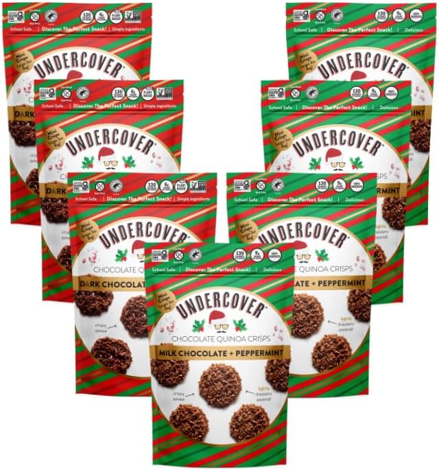 Undercover Chocolate Quinoa Crisps - Peppermint Variety Sampler Pack| 7-Pack, 3oz Bags of Mini Crisps | Gluten Free, Nut-Free, Allergen Friendly, Kosher
