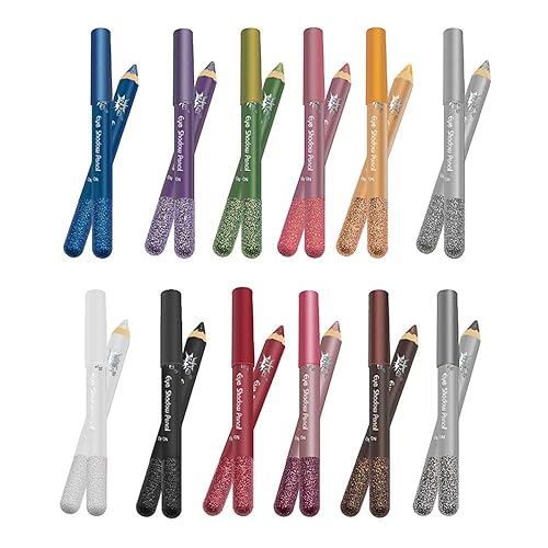 Juego de sombras de ojos con purpurina jumbo, 12 tonos mezclables con lápices de ojos brillantes
