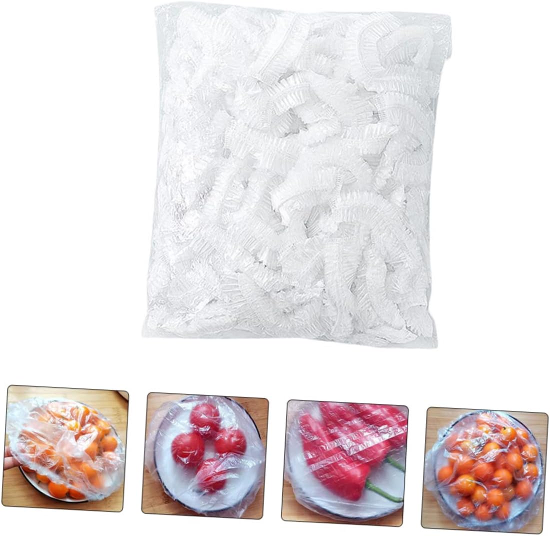 300Pcs Disposable Food Covers Elastic Plastic Wrap Bowl Covers Dustproof Kitchen Gadget for Food Preservation for Leftovers and Meal Prep