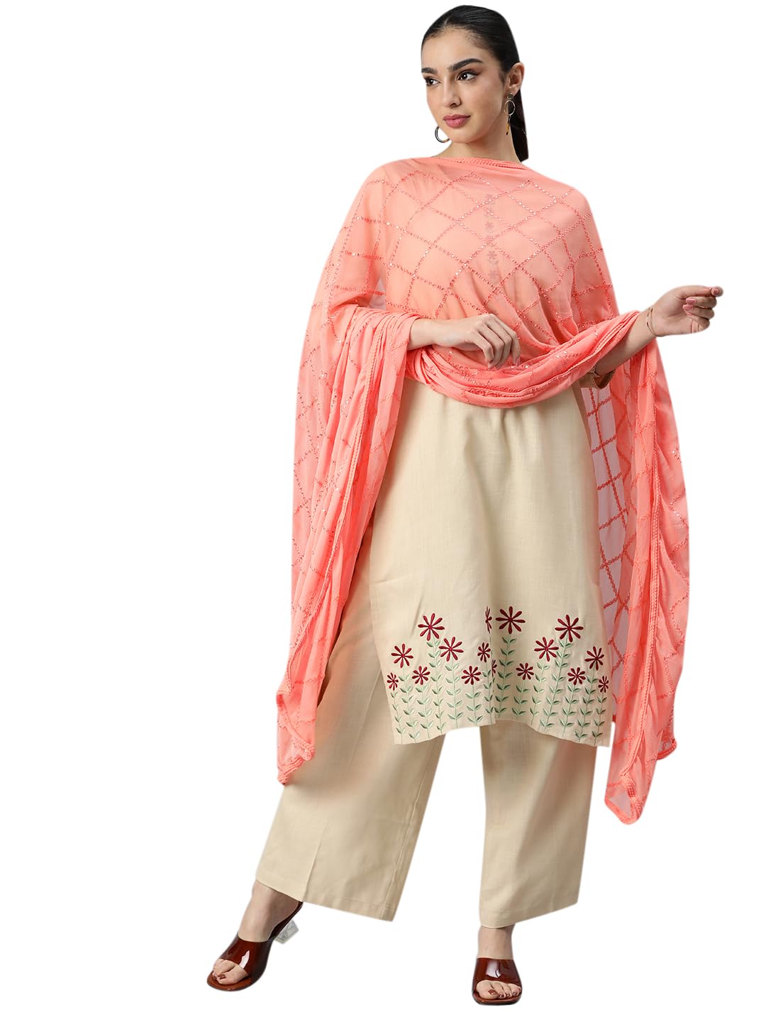 RANI SAAHIBAWomen's Chiffon Embroidered Dupatta