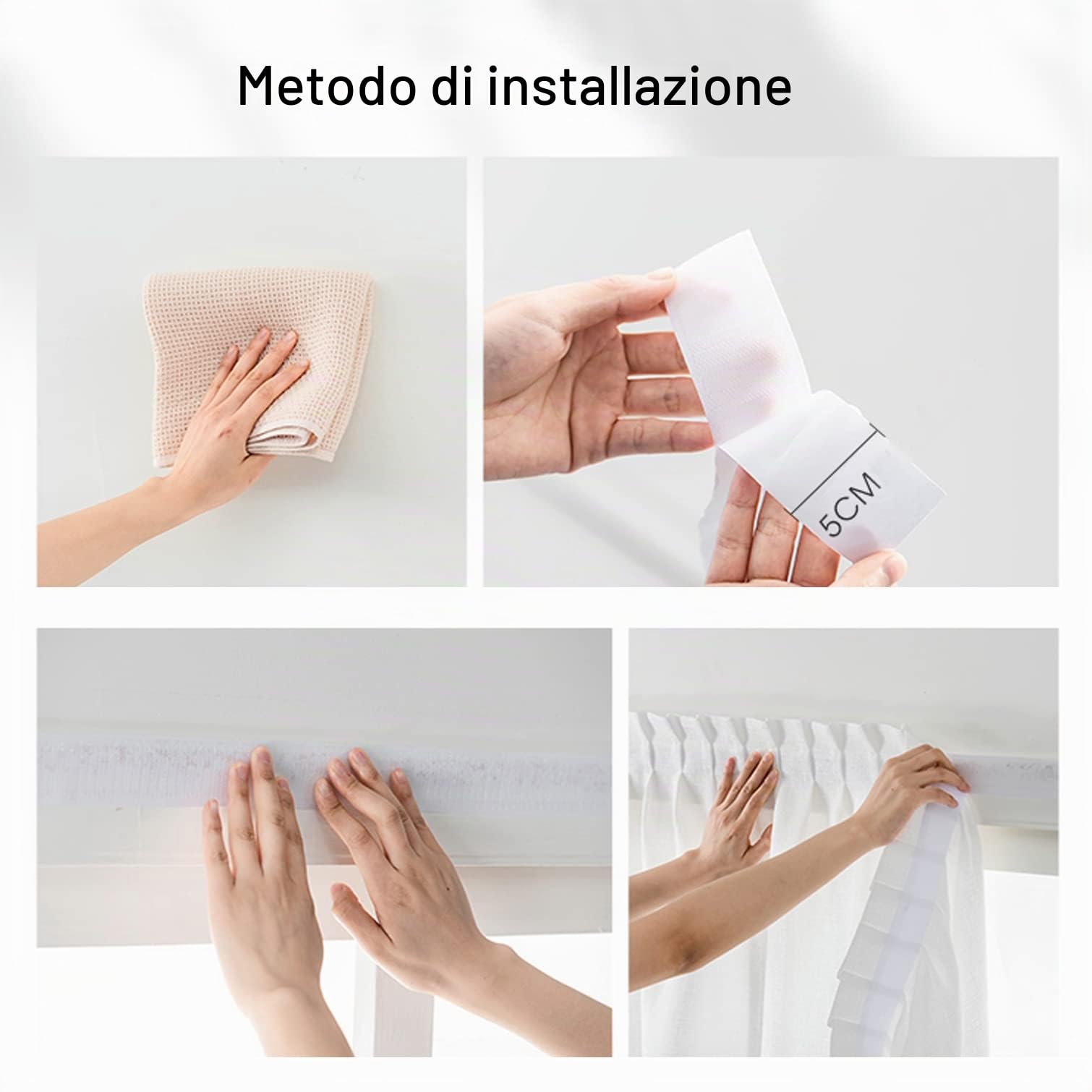 Tende Oscuranti con Autoadesivo,Senza Fori,Tende Isolanti Termiche Rimovibili in Lino Cotone,per Pannello Drappeggiato Privacy Finestra Camera da Letto Soggiorno (White,W180xH200cm(71x79in))