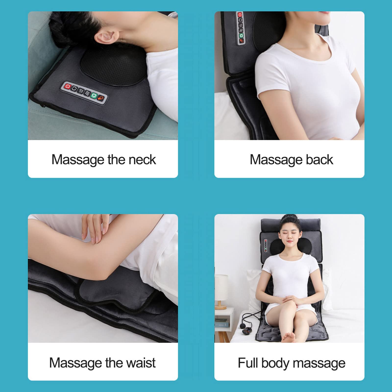 Comfier Materassino Massaggiante con Calore, Shiatsu per Schiena con 20 Motori a Vibrazione, Cuscino Massaggiatore Shiatsu per Letto, per Collo e Schiena, Cortexgrinding
