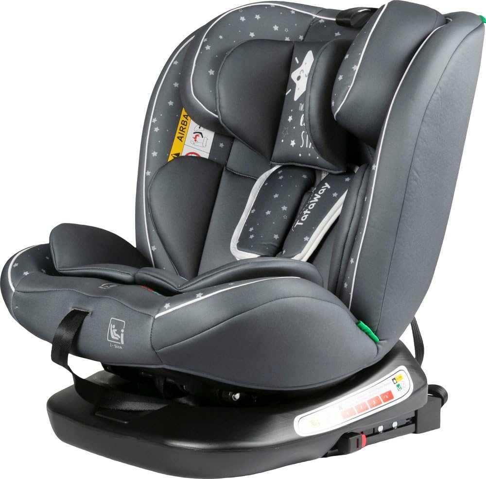I-Size Autositz 40-150 Cm, Um 360 Grad Drehbarer Kindersitz, Mit Isofix-Haken, Gruppe 0-1-2-3, Ca. 0-12 Jahre (0-36 Kg), Höhenverstellbar, Neigbar