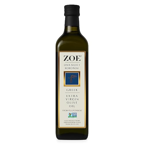 ZOE Diva Select Koroneiki Aceite de oliva virgen extra griego, prensado en frío, aceitunas 100% Koroneiki, importado, botella de 25.5 fl oz (25.4 fl