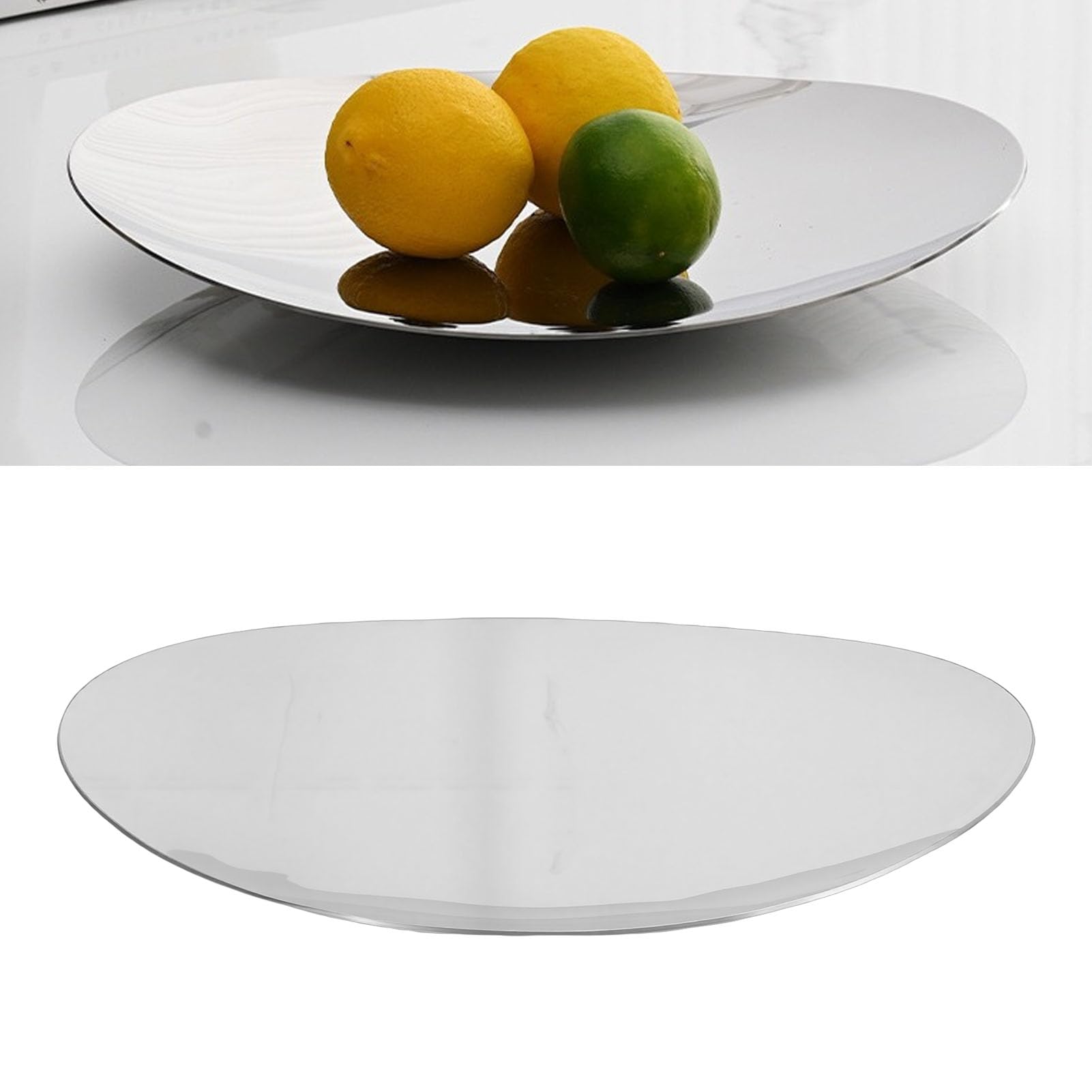POENVFPO Edelstahl Serviertablett, Elegantes Modernes Design (L)