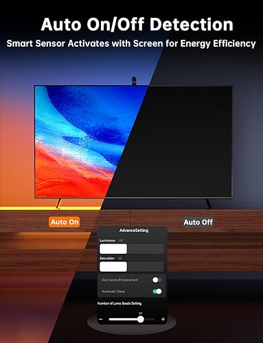 Miniatura 7 de FFJ Retroiluminación LED para TV con sensor, luces RGB cortables de 14.7 pies que cambian con TV para pantalla de 55 a 65 pulgadas y monitor de PC,