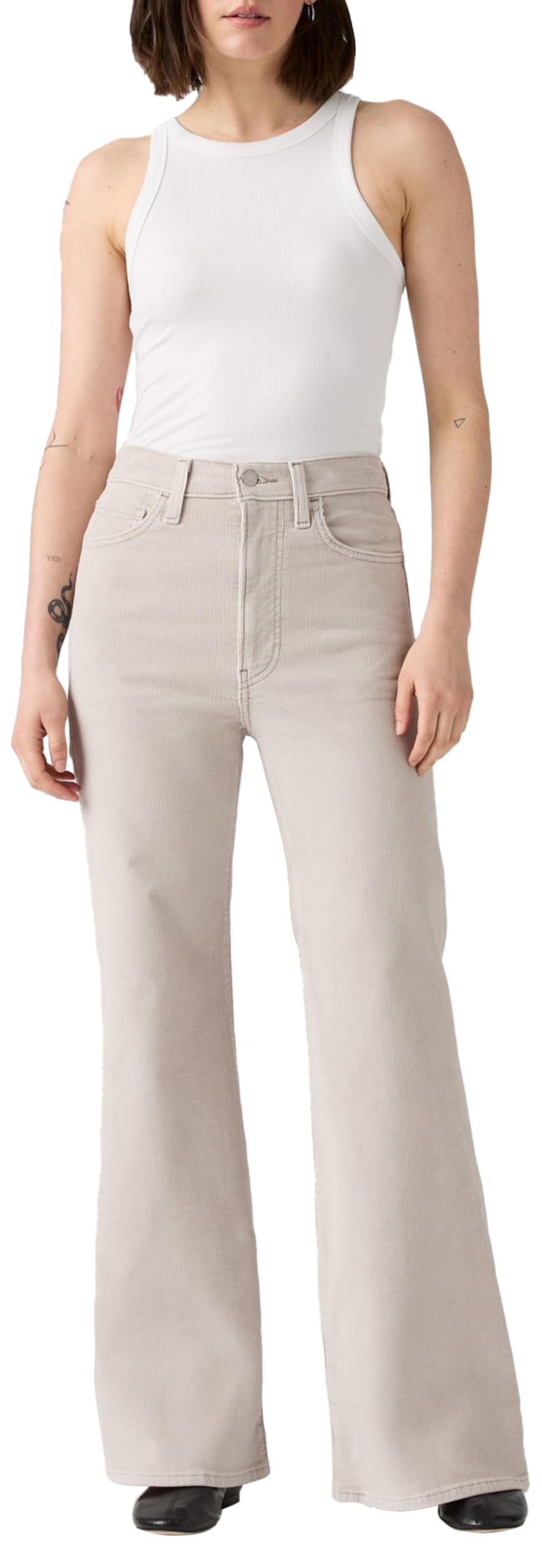 Levi's Women's Ribcage Bells Jeans, Chateau Gray, 26W x 30L