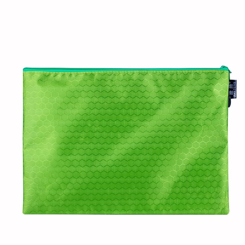 Pack of 2 Document Bags, Waterproof Zip Document Bag, File Bag, Briefcase, Storage Bag for Documents, Receipt, Paper, Office, School Trip, Cosmetics, Green, A6, 23 x 12 cm โ image 1
