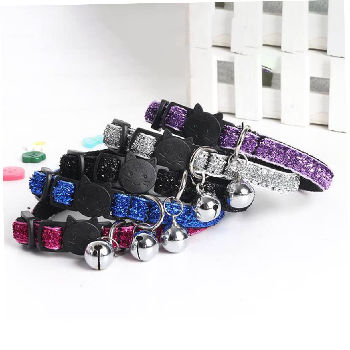 FOMIYES 15stücke Nylon Katzenhalsbänder Mit Glöckchen Verstellbares Und Sicheres Sicherheitsverschluss-katzenhalsband Für Katzen Und Kleine Haustiere