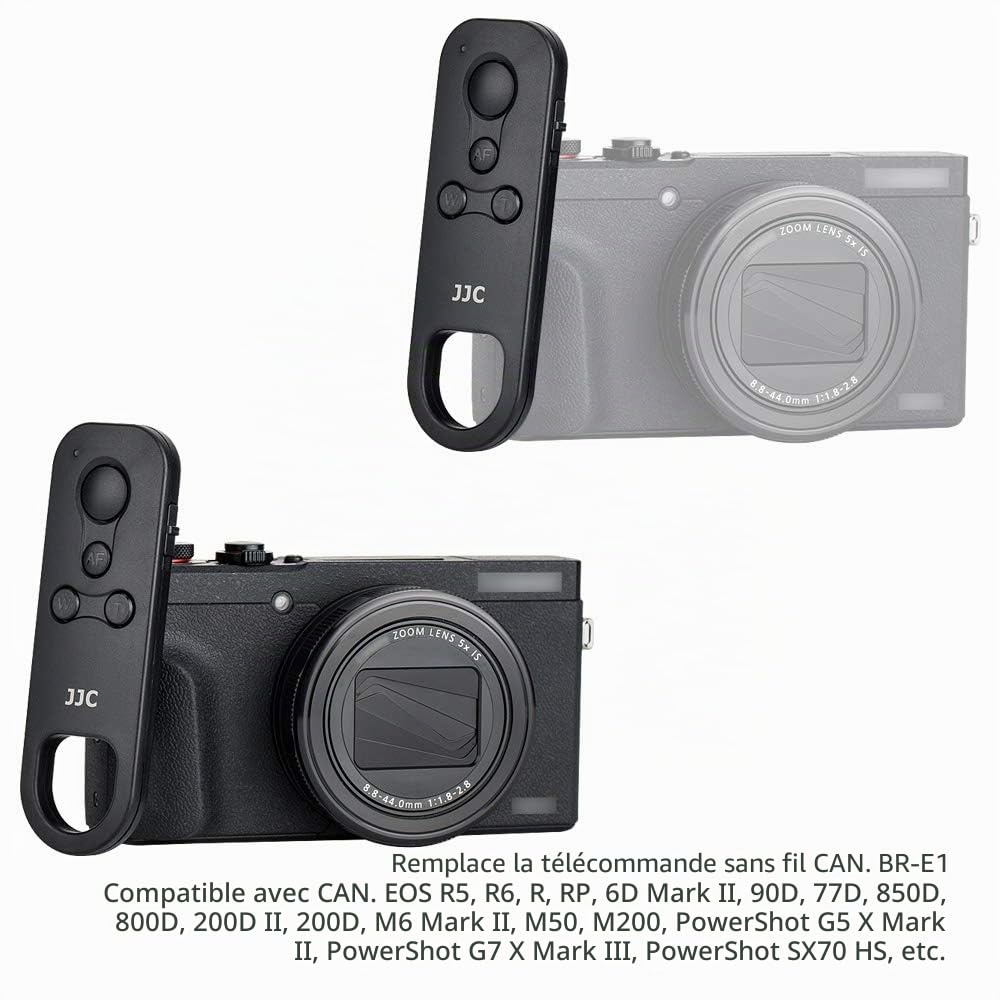 JJC BR-E1 Télécommande sans Fil pour Canon EOS R8/R50/R7/R3/R5/R6/RP/77D/90D/850D/200DII/200D/M6 Mark II/M50/M200, PowerShot G5X Mark II/G7X Mark III/SX70HS