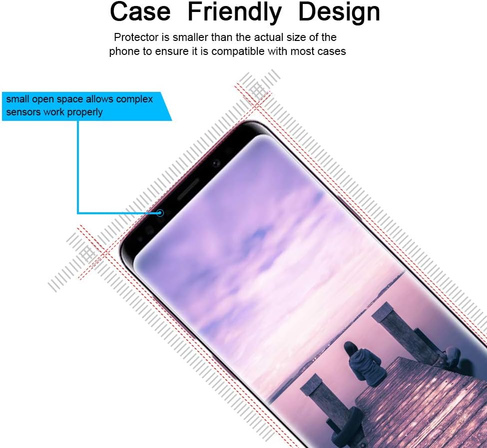 FOVAL (2 Pack) Tempered Glass Screen Protector for Samsung Galaxy S9 (NOT for S9 Plus) 3D Curved Dot Matrix with Alignment Tool (Case Friendly)