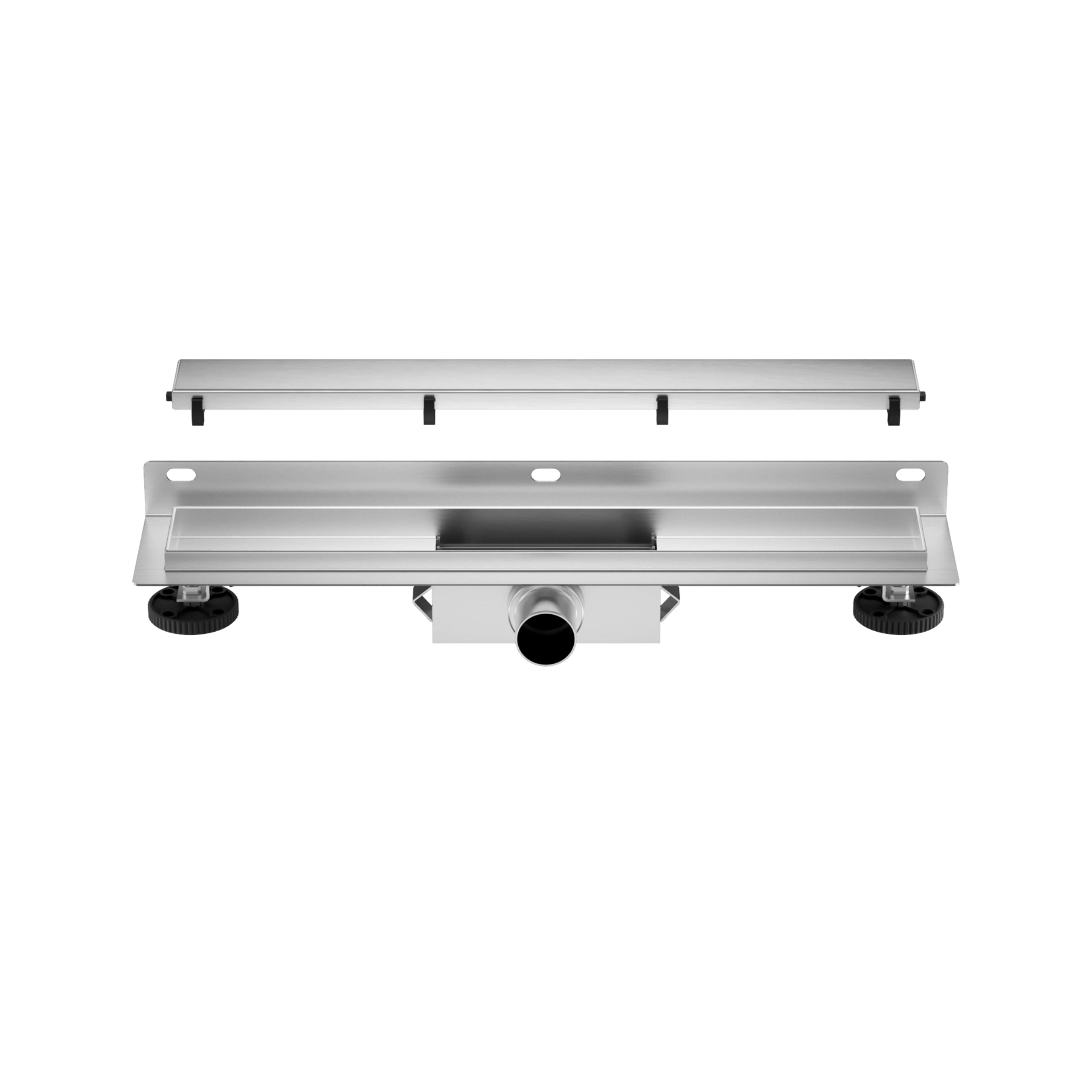 Canaleta de Ducha 50 cm, Desagüe de Pared INOX para Ducha - Canal de Drenaje Acero Inoxidable AISI 304, Rejilla con Sifón Antiolores Diseño Moderno para Baño y Ducha de Obra