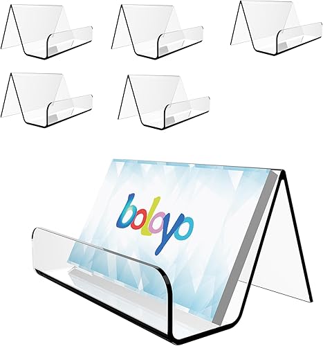 Boloyo Soporte acrílico para tarjetas de visita para escritorio, 6 piezas, soporte para exhibición de tarjetas de visita de escritorio, capacidad