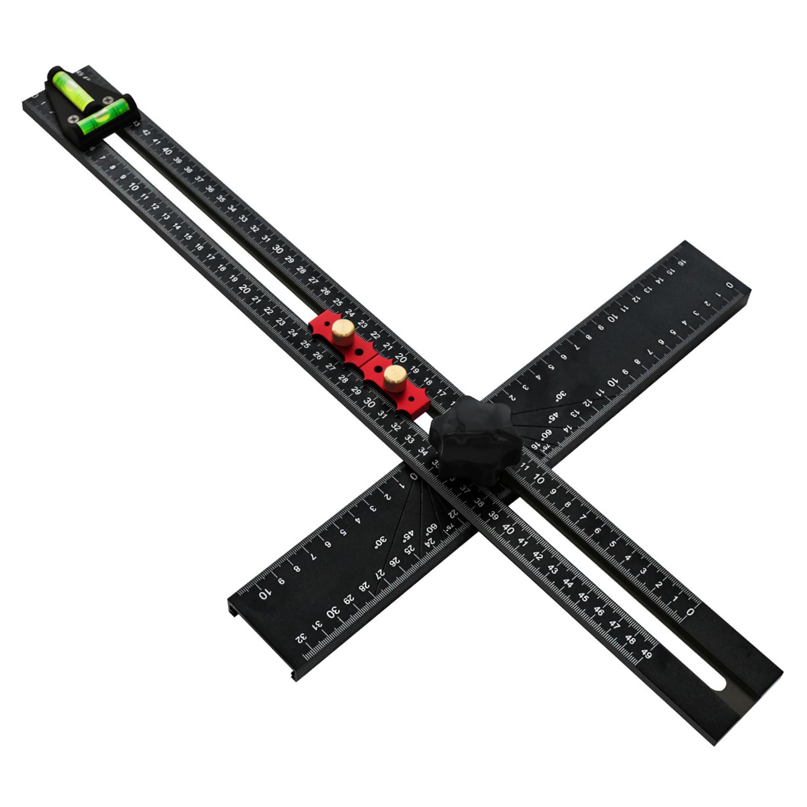 Aluminum Alloy Professional Woodworking T Square Ruler with Marking Gauge for Carpentry Accurate Drilling and Scribing Woodworking Ruler