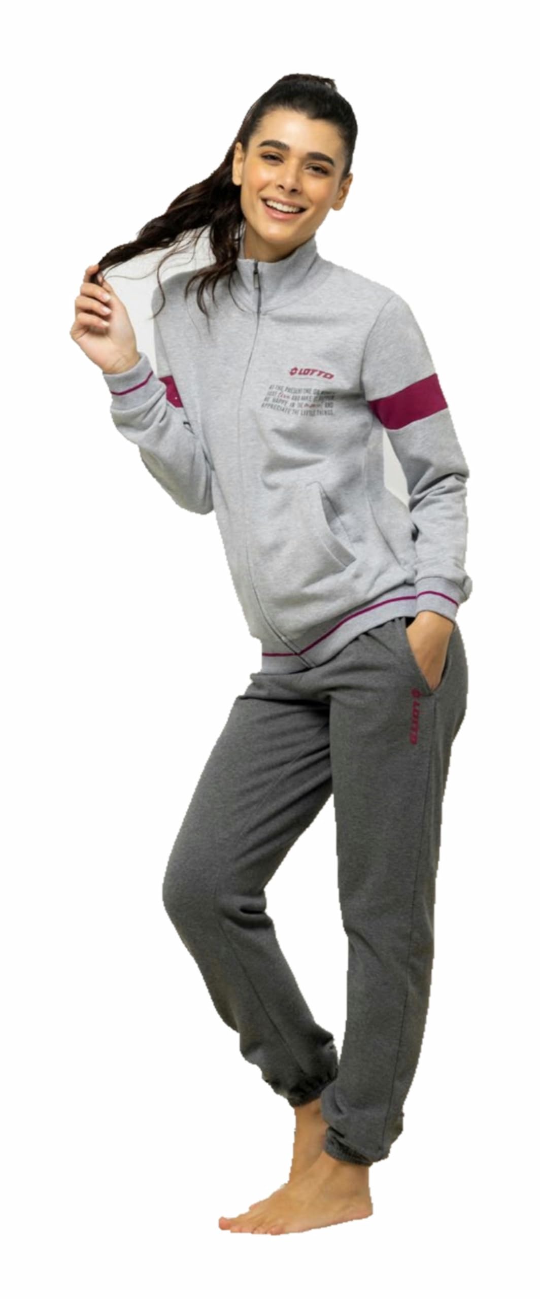 LOTTO Tuta Donna in Felpa GARZATA - Tuta Donna Invernale con Zip Intera - Tuta Donna Completa - TUTA DONNA COTONE FELPATO (6060 GRIGIO, M)
