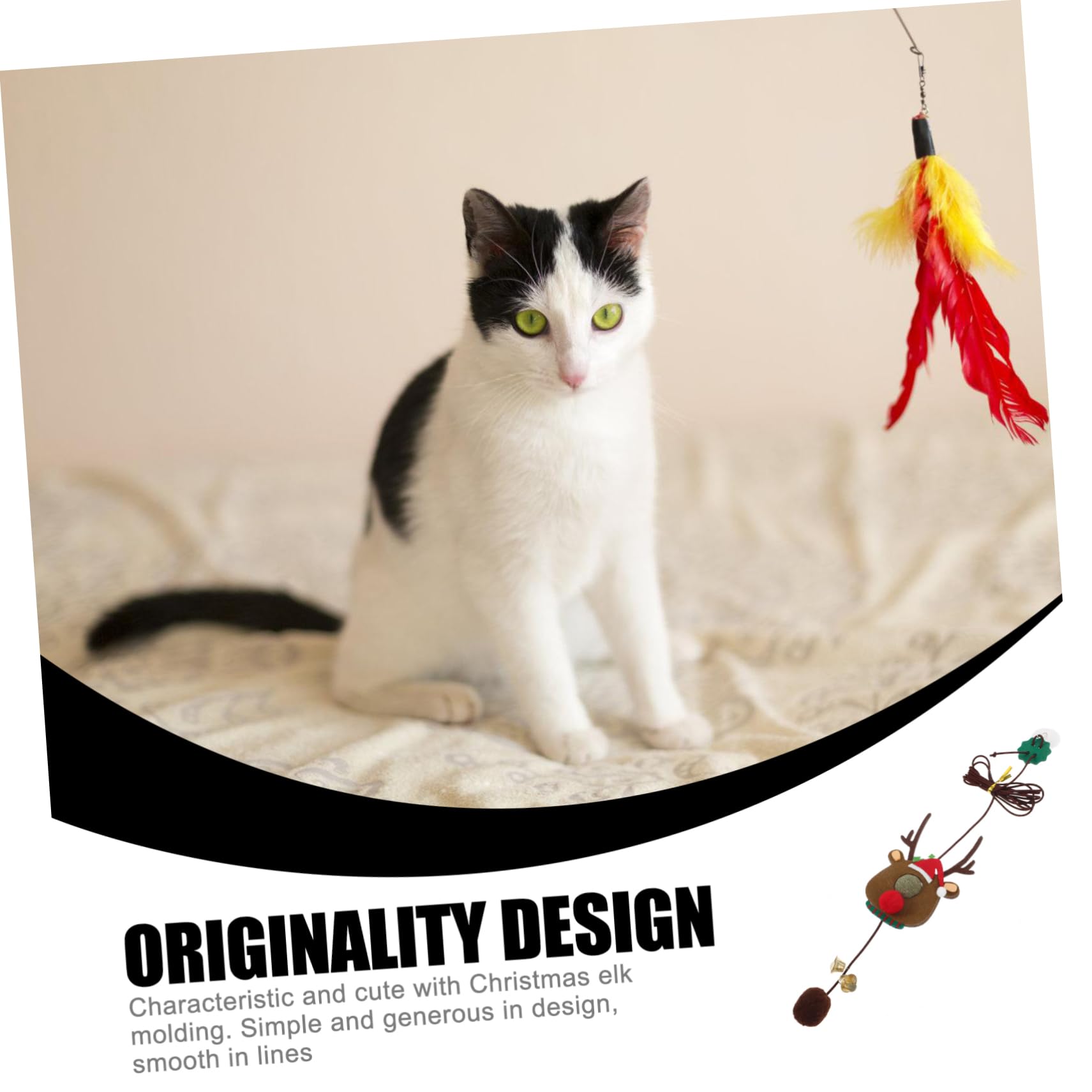 Jouet Chat Suspendu Noël Élan avec Grelot Élastique Jouet Collant Interactif Intérieur pour Chatons Et Chats