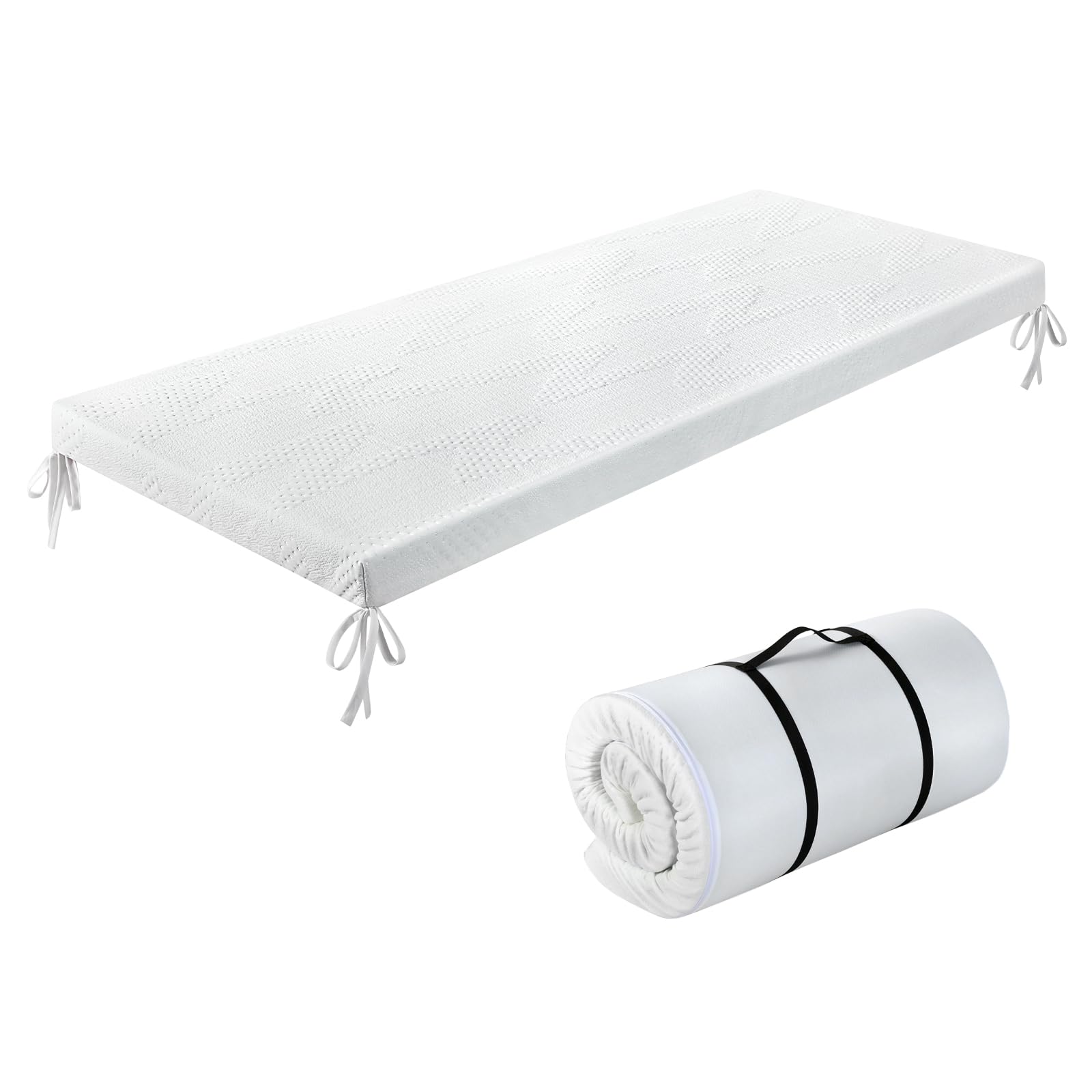 Lavio Memory Foam Camping Mattress Roll Up Mattress Single For Guest White