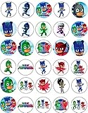 30 x Edible Cupcake Toppers - PJ Masks Themed Collection of Edible Cake Decorations