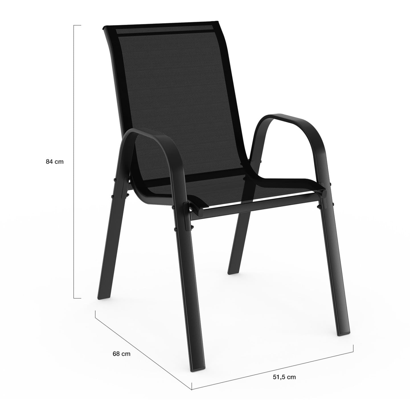 IDMarket - Salón de jardín Madrid Mesa 150 cms y 6 sillas apilables Negro