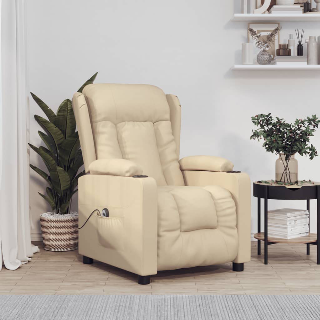 vidaXL Sillón reclinable eléctrico de Tela Crema